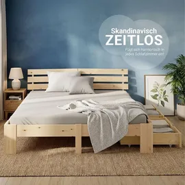 Homestyle4u Holzbett 160 x 200 cm Braun