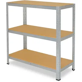 shelfplaza HOME 100x80x45 cm Schwerlastregal in verzinkt mit 3 Böden und 175 kg Traglast pro Boden