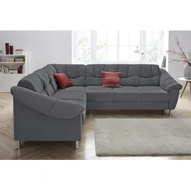 sit&more Ecksofa SIT & MORE "Salsa L-Form", grau (dunkelgrau), B:264cm H:86cm T:244cm, Bedruckte Microfaser (100% Polyester);Luxus-Microfaser ALTARA NUBUCK (100% Polyester);Struktur (100% Polypropylen), Sofas, Ecksofa, mit Federkern, wahlweise mit Bettfunktion
