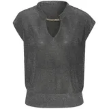 LASCANA Kurzarmpullover Schwarz / Silber 36/38