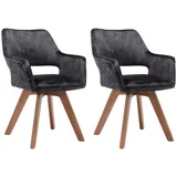 byLIVING Esszimmerstuhl KLARA 2-er Set, Samt anthrazit, Gestell Eiche-Optik