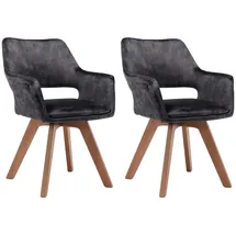 byLIVING Esszimmerstuhl KLARA 2-er Set, Samt anthrazit, Gestell Eiche-Optik