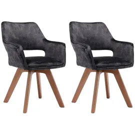 byLIVING Esszimmerstuhl KLARA 2-er Set, Samt anthrazit, Gestell Eiche-Optik