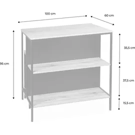 sweeek Stehtisch mit Holzdekor und Metall mit 2 Regalen - 2 Hocker - sweeek