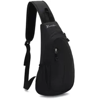 Mairhie Sling Bag, Kleiner Rucksack für Herren Damen, Wasserdichte Schultertasche für Sport, Leichte Brusttasche, Crossbody Rucksack für Reisen Wandern Laufen Outdoor, Schwarz - Einheitsgröße