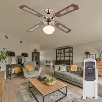 ETC Shop Deckenventilator mit Zugschalter Ventilatorlampe Decke 3 Stufen