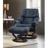 Stressless Relaxsessel STRESSLESS "Reno" Sessel Gr. Microfaser DINAMICA, Classic Base Wenge, Relaxfunktion-Drehfunktion-PlusTMSystem-Gleitsystem, B/H/T: 88 cm x 98 cm x 78 cm, blau (blue dinamica) Lesesessel und Relaxsessel