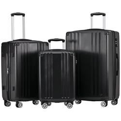 Ulife Trolleyset Hartschalen-Koffer Reisekoffer ABS TSA Zollschloss, 4 Rollen, (3 tlg) schwarz