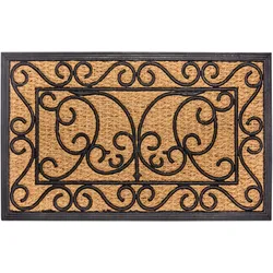 Fußmatte HANSE HOME "Rechteckig, Türmatte", braun (schwarz, braun), B:45cm H:8mm L:75cm, Gummi, Kokos, Teppiche, Kokos, Gummi, Schmutzfangmatte, Outdoor, Rutschfest, Innen, Kokosmatte