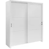 Möblo Schiebetürenschrank, Weiß, Holzwerkstoff, Rechteckig, 185x206x60 cm, Schlafzimmer, Kleiderschränke, Schwebetürenschränke