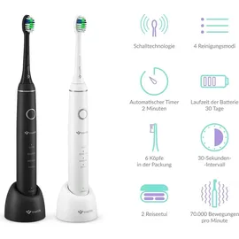 TrueLife SonicBrush Compact Duo schwarz/weiß + 2. Handstück + Reiseetui