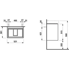 Laufen Waschtischunterschrank 2 Schubladen 52,1 x 36,1 x 51,5 cm Mehrfarbig