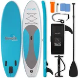 SereneLife Stand Up Paddling Board Set, SUP Board Komplettes Zubehör, Stand Up Paddle Board für Kinder & Erwachsene, Surfbrett & Tragetasche, Paddle Set Anti-Rutsch mit Pumpe, Auflasbares Paddelbrett