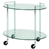 Haku-Möbel HAKU Servierwagen Chrom, Metall, Glas, oval, Rundrohr, 68x63x46 cm Esszimmer, Barmöbel, Barwagen
