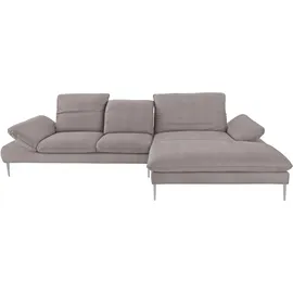 W.Schillig Ecksofa "enjoy&MORE, Designsofa, bequem, zeitlos und elegant, L-Form", grau (stone r66), B:340cm H:87cm T:185cm, Chenille-Flachgewebe R66 (85% Polyester, 15% Nylon);Longlife Xtra-Leder Z59: Glattleder mit modischer Prägung.