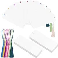 WANDIC Blanko-Lesezeichen-Set, 60 Stück weiße Lesezeichen & 60 Stück bunte Quasten, Papier-Lesezeichen-Set für DIY-Projekte, Geschenkzubehör