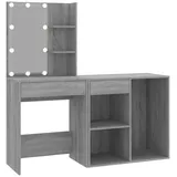 vidaXL LED-Schminktisch mit Schrank Grau Sonoma Holzwerkstoff