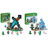 LEGO 21244 Minecraft Der Schwert-Außenposten Set & 21243 Minecraft Die Vereisten Gipfel, Set mit Steve-, Creeper- und Ziegen-Figuren, eisiges Biom und Höhle, Videospiel, Spielzeug mit Zubehör