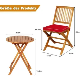 Goplus Gartenmöbel Set Akazienholz klappbar Rundtisch 2