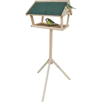 Relaxdays Vogelfutterhaus mit Ständer, 137 cm hoch, wetterfestes Dach,