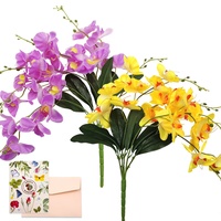 SNAIL GARDEN Künstliche Orchideen aus Seide,Künstlichen Phalaenopsis Orchidee mit 40 Blütenköpfen, 60cm lang Künstliche Blumen Orchideen für Zuhause Büro Hochzeit Dekor Tischdekor (Gelb & Lila)