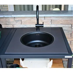 Big Green Egg Arbeitsplatte schwarz mit Ausschnitt für Spülbecken