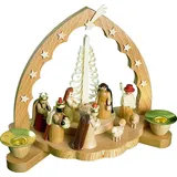 Erzgebirgische Volkskunst Richard Glässer GmbH Weihnachtsszene Glässer Volkskunst Kerzenhalter Christi Geburt Höhe= ca. 17 cm, Handwerskunst original Erzgebirge