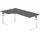 bümö höhenverstellbarer Eckschreibtisch U-Serie 200x120 graphit, Gestell in weiß - Schreibtisch L Form, großer Tisch für's Büro, Computertisch