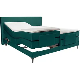 Alina Boxspringbett ALINA "Powell", grün (opalgrün dmo 123), B:192cm L:212cm, Samt DMO (100% Polyester), Komplettbetten, Boxspringbett, inkl. Motor, Matratze und Topper, in unterschiedlichen Ausführungen