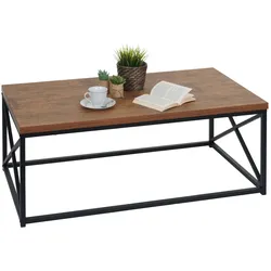 Couchtisch MCW-A27, Wohnzimmertisch Beistelltisch Sofatisch, Metall 3D-Struktur 44x110x60cm, Wildeiche-Optik