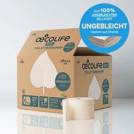 oecolife Toilettenpapier Box UNGEBLEICHT, 3-lagig, 27 Rollen