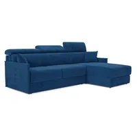 Miryam Ecksofa Mit Matratze Mit Verstellbaren Kopfstützen Aus Weichem, Fleckenabweisendem Stoff T31 252 Cm Rechts Blau
