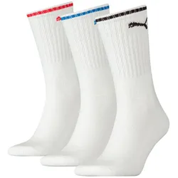 PUMA Unisex Sport-Socken, Vorteilspack - Sport Crew Stripe, Tennissocken, Streifen Weiß 43-46 6er Pack (2x3P)