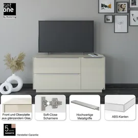 Set One by Musterring Reno Lowboard 137 cm Braun Glas/Metall/Holzwerkstoff