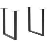 Forte FUS201-904 Tischsystem, 2-er Set Tischbeine U-förmig, Metall, Schwarz, 71 x 70,3 x 19,2 cm