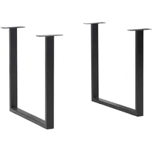 Forte FUS201-904 Tischsystem, 2-er Set Tischbeine U-förmig, Metall, Schwarz, 71 x 70,3 x 19,2 cm