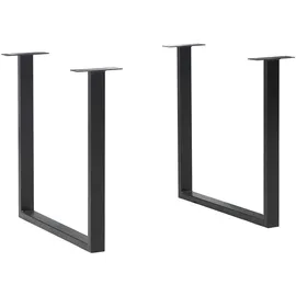 Forte FUS201-904 Tischsystem, 2-er Set Tischbeine U-förmig, Metall, Schwarz, 71 x 70,3 x 19,2 cm