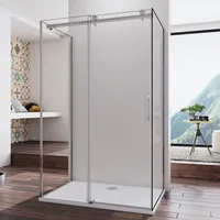 U-kabine Duschkabine 120x90x90x195cm eine Dusch-Schiebetür + 2 Seitenwände 8mm Nano ESG Glas - Transparent/Silber