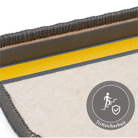 Andiamo Stufenmatte Skagen Made in Netherlands« halbrund 5 mm Höhe meliert, selbstklebend, strapazierfähig, 15 Stück in einem Set Treppenstufen Matten zum Schutz ihrer Treppe - Treppenteppich Stufenmatten innen Treppenschutz 28 x 65 cm grau-beige