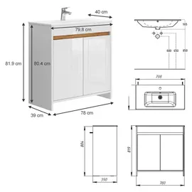 Vicco Lemgo 2-tlg. Weiß Hochglanz