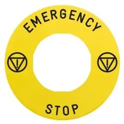 Schneider Electric ZBY9330T Schild Ø60 für Not-Halt/Not-Aus-Taster, EMERGENCY STOP/Logo ISO13850 - 10 Stück