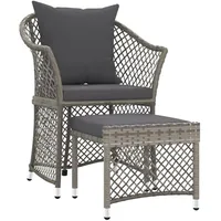 vidaXL 2-tlg Garten-Lounge-Set mit Kissen Grau Poly Rattan