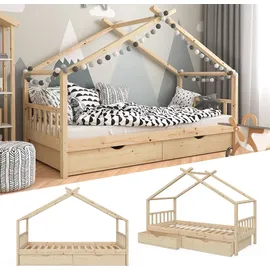 VitaliSpa Hausbett Design 90 x 200 cm Kiefer massiv braun