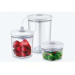 caso® Vakuumbehälter-Set transparent, weiß 0,7/1,4/2,0 l, 1 Set