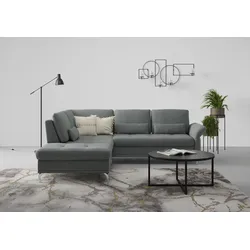 Ecksofa INOSIGN "Palm Beach L-Form", grau, B:259cm H:89cm T:224cm, 100%Polyester, Sofas, Federkern, mit Sitztiefenverstellung, wahlweise mit Bettfunktion