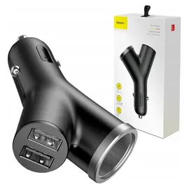 Baseus Y-Typ KFZ-Ladegerät Dual USB Zigarettenanzünder 3,1 A Schwarz