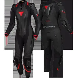 SHIMA Miura RS Damen 1-Teiler Motorrad Lederkombi, (Schwarz/Rot, 40)