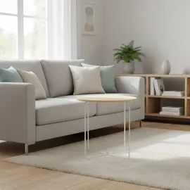 Relaxdays Beistelltisch Skandi-Design Weiß,Hellbraun
