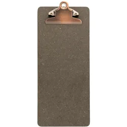 Securit® Holz-Rechnungspräsentator-Klemmbrett - Edelstahlclip. Braune Klemme, graues Klemmbrett.