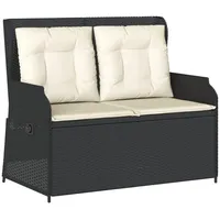 VidaXL Gartenbank Verstellbar mit Kissen Schwarz Poly Rattan